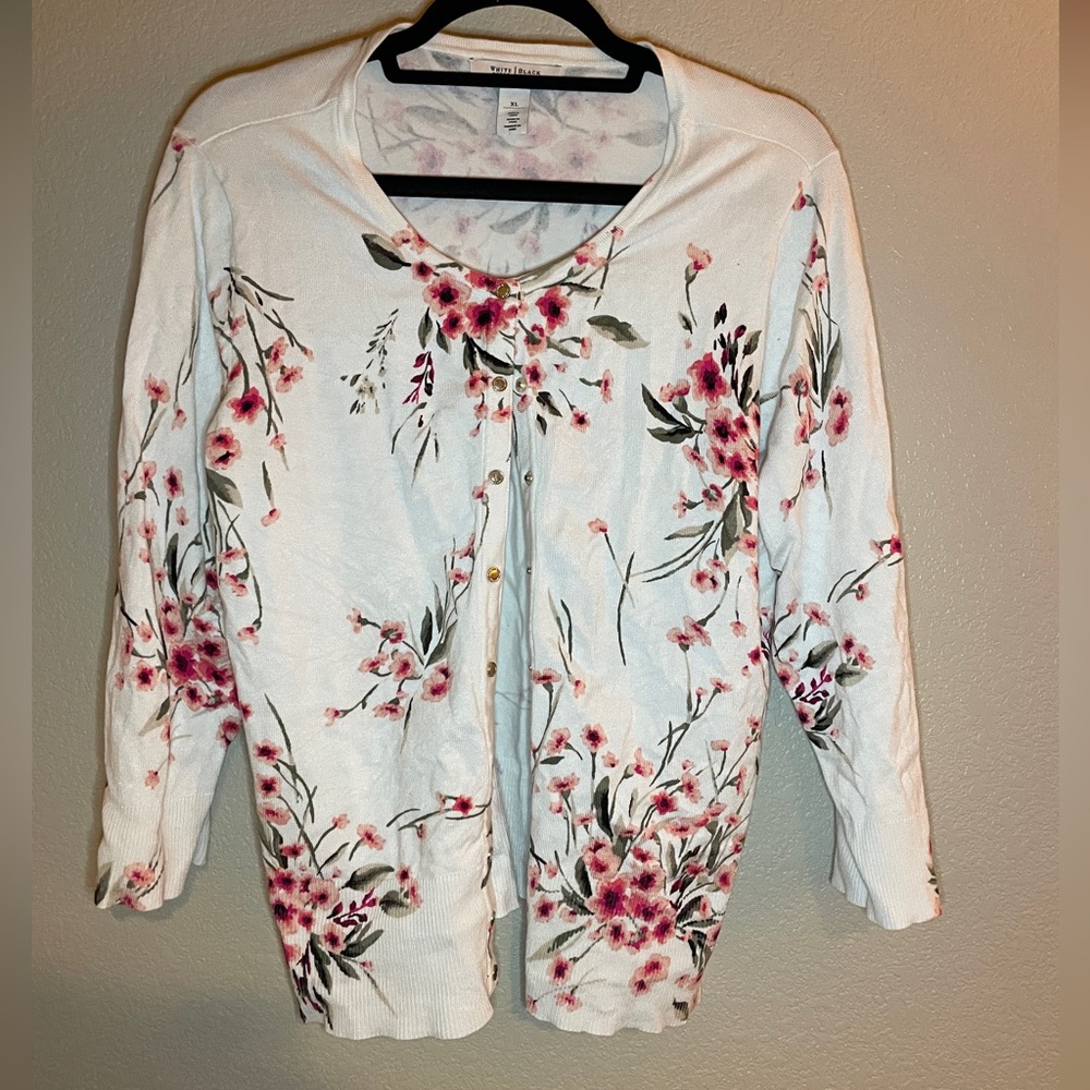 WHBM Floral 3/4 Sleeve Cardigan